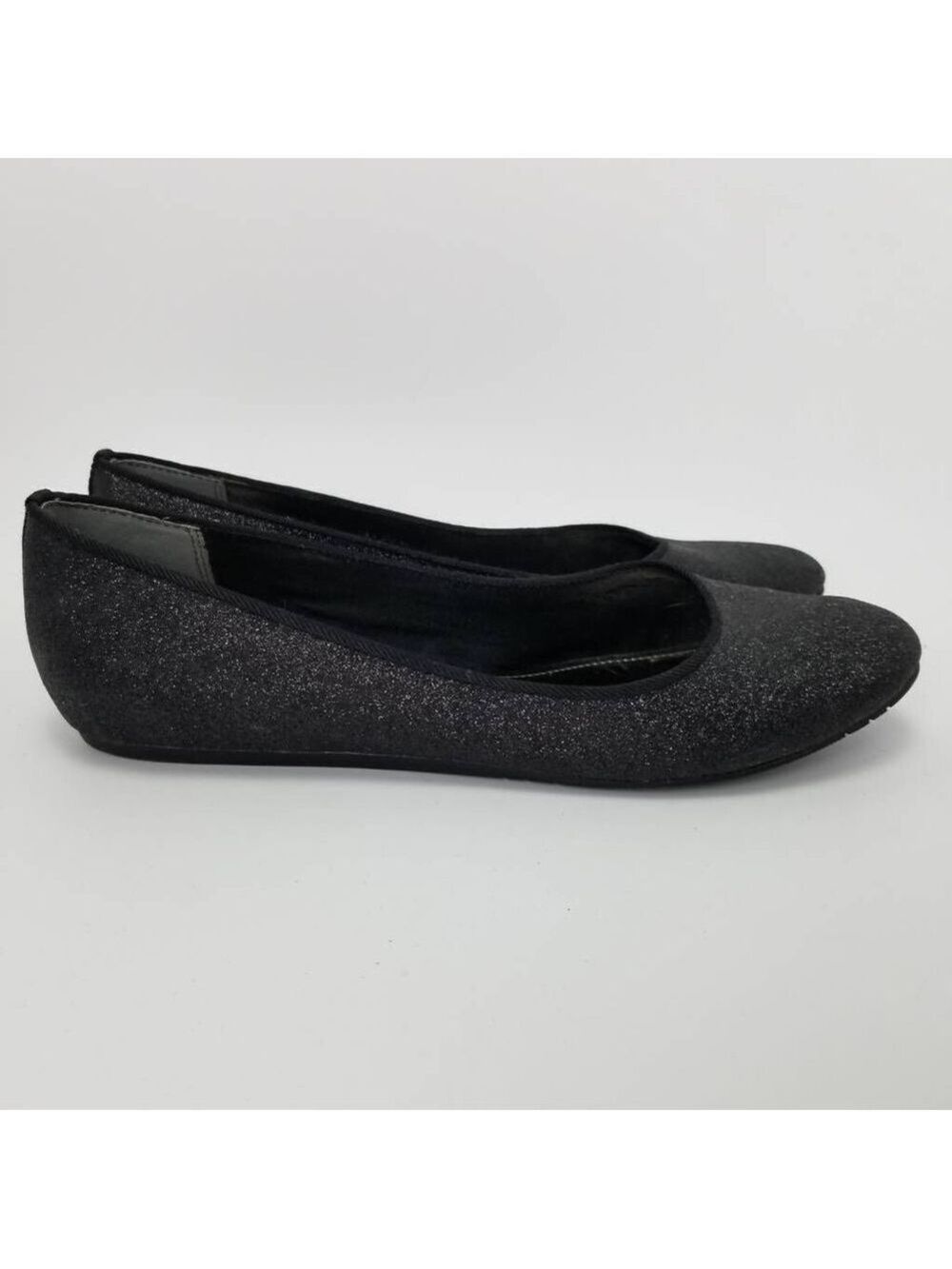 The Touch Of Nina Womens Shimmery Glitter Ballet Flats Shoes Black Slip On 8 X